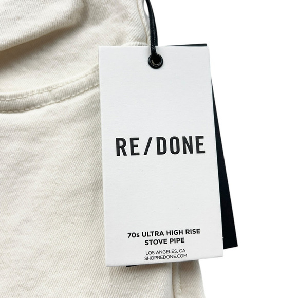 RE/DONE 70s Comfort Stretch High Rise Stovepipe Jeans in Vintage White size 27 - Picture 5 of 9